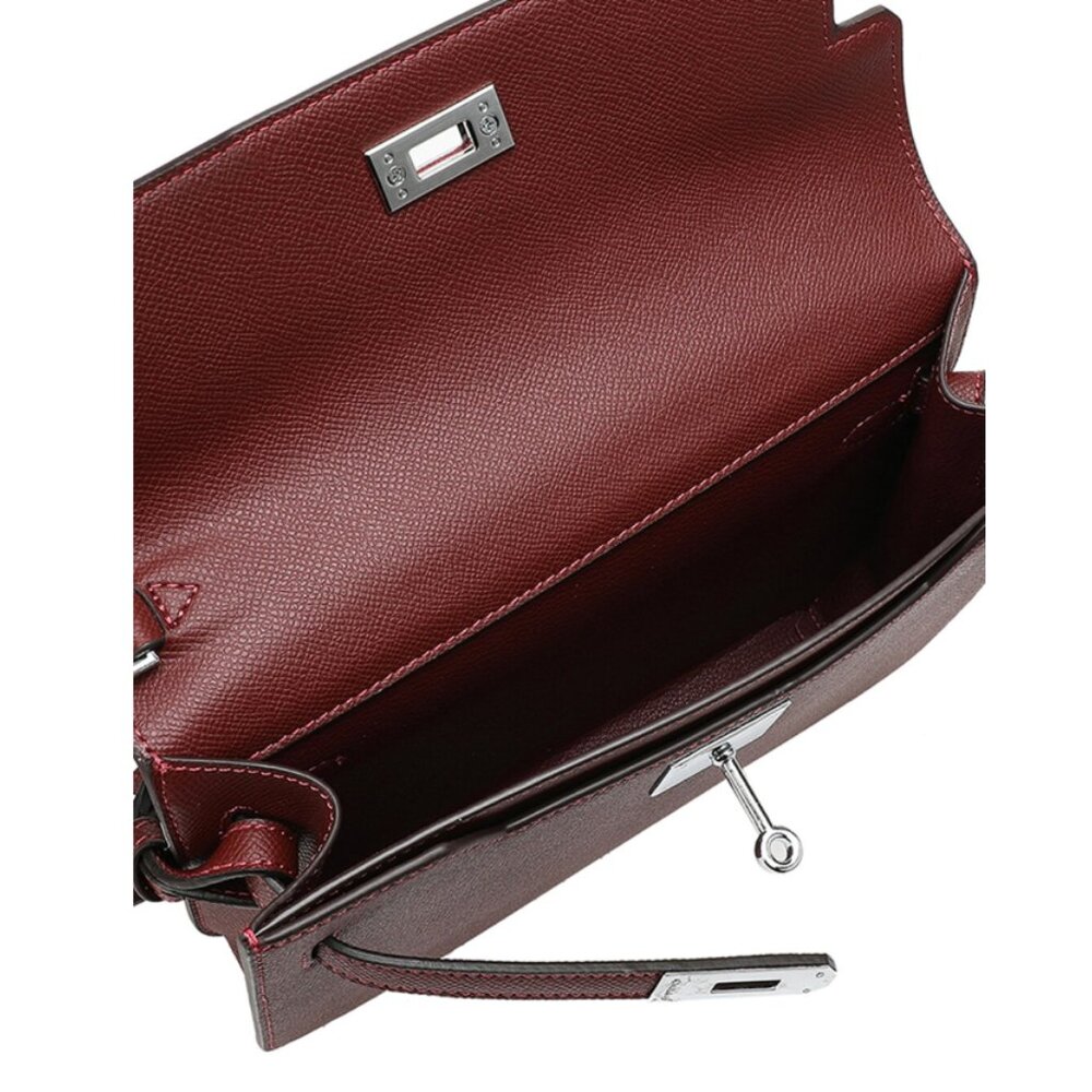 TIFFANY & FRED PARIS SAFFIANO LEATHER TWO-WAY MESSENGER BAG BURGUNDY - Picture 4 of 5